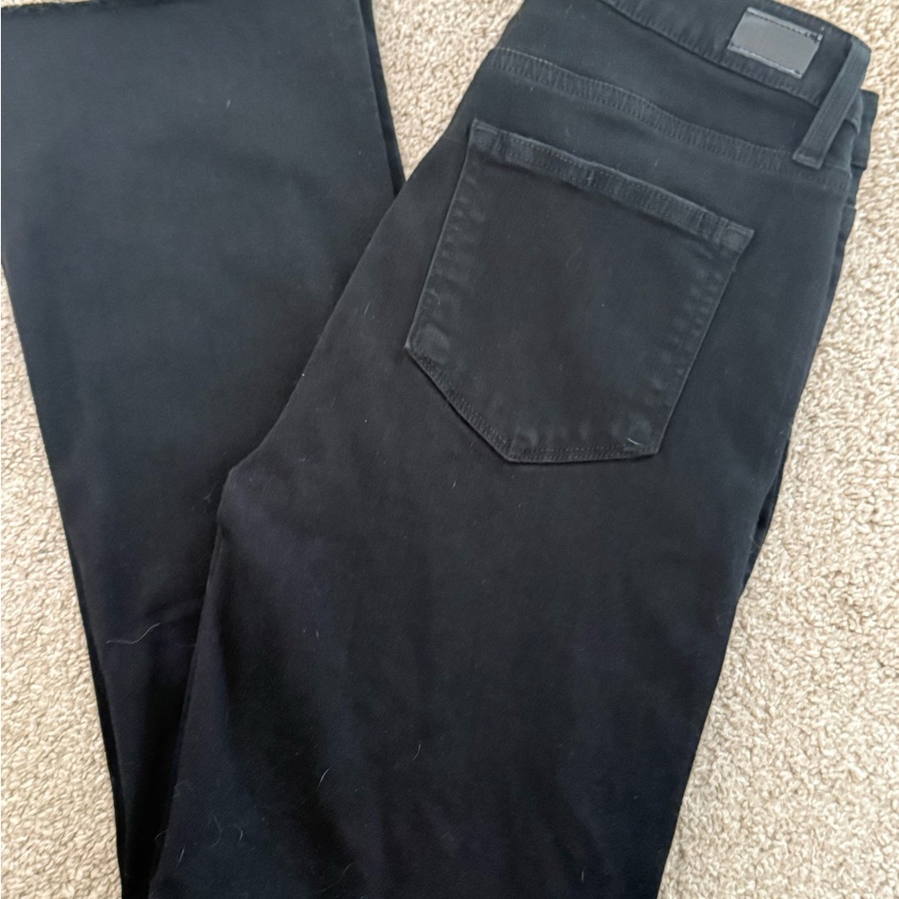 PAIGE Jet Black Denim Claudine Black Jeans High Rise ankle bootcut size 28 - Picture 3 of 4